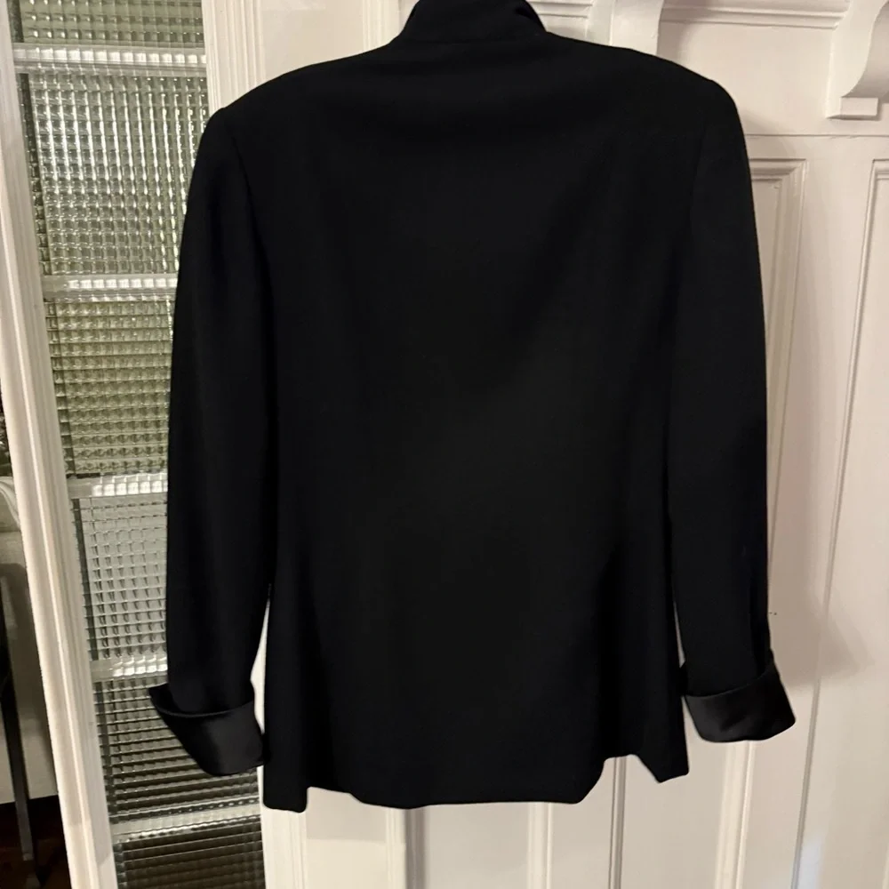 Christian Dior Women’s Black Wool Blazer With Satin Cuffs & Collar Sz 2P